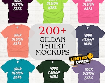200+ Gildan T-Shirt Mockup Bundle | Apparel Design (Digital Download)
