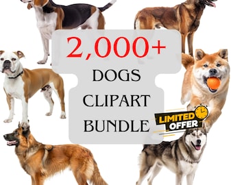 Watercolor Dog Clipart Bundle: 2000+ Pet Illustrations (PNG Downloadable Files