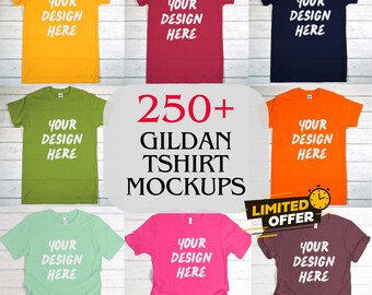 Gildan T-Shirt Mockup Bundle | Flat Lay & Lifestyle (Digital Download)