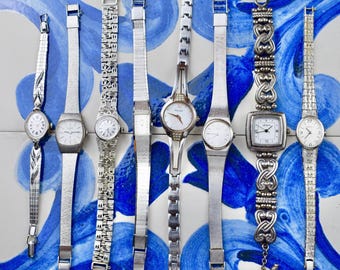 Vintage Silver Women's Watch, Feminine Quartz, Anniversary Gift