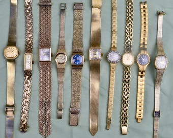 14金製スイス製ロンジン レディース腕時計、長さ6.25インチ、動作確認