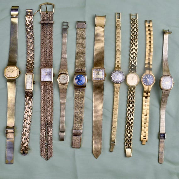 Vintage Gold Women's Watch Pieces, Dainty Timepieces, Anniversary Gift