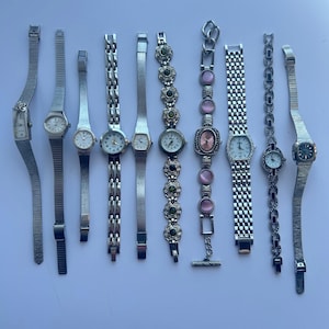 10 Silver toned watches, sold separately