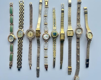 10 gold toned watches, sold separately