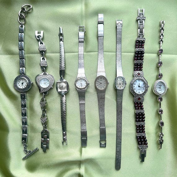 Sku:0176 cute vintage inspired silver‎ watch bracelet stainless steel + gift bag Silver Eye Cocktail Watch Bracelet Dawn Silver Shade Case  main image 2