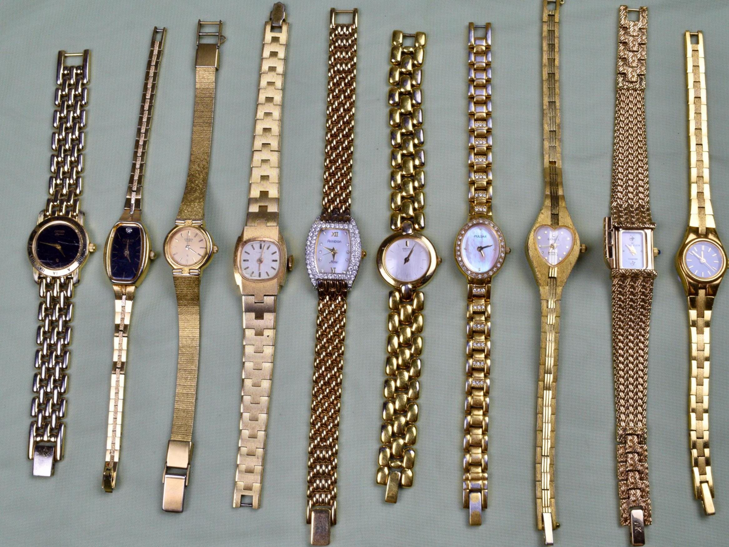 Montre Vintage Pour Femme - Années 50 - Mécanique Manuelle, Cadran Nacré, Plaqué Or Rose - Art Déco