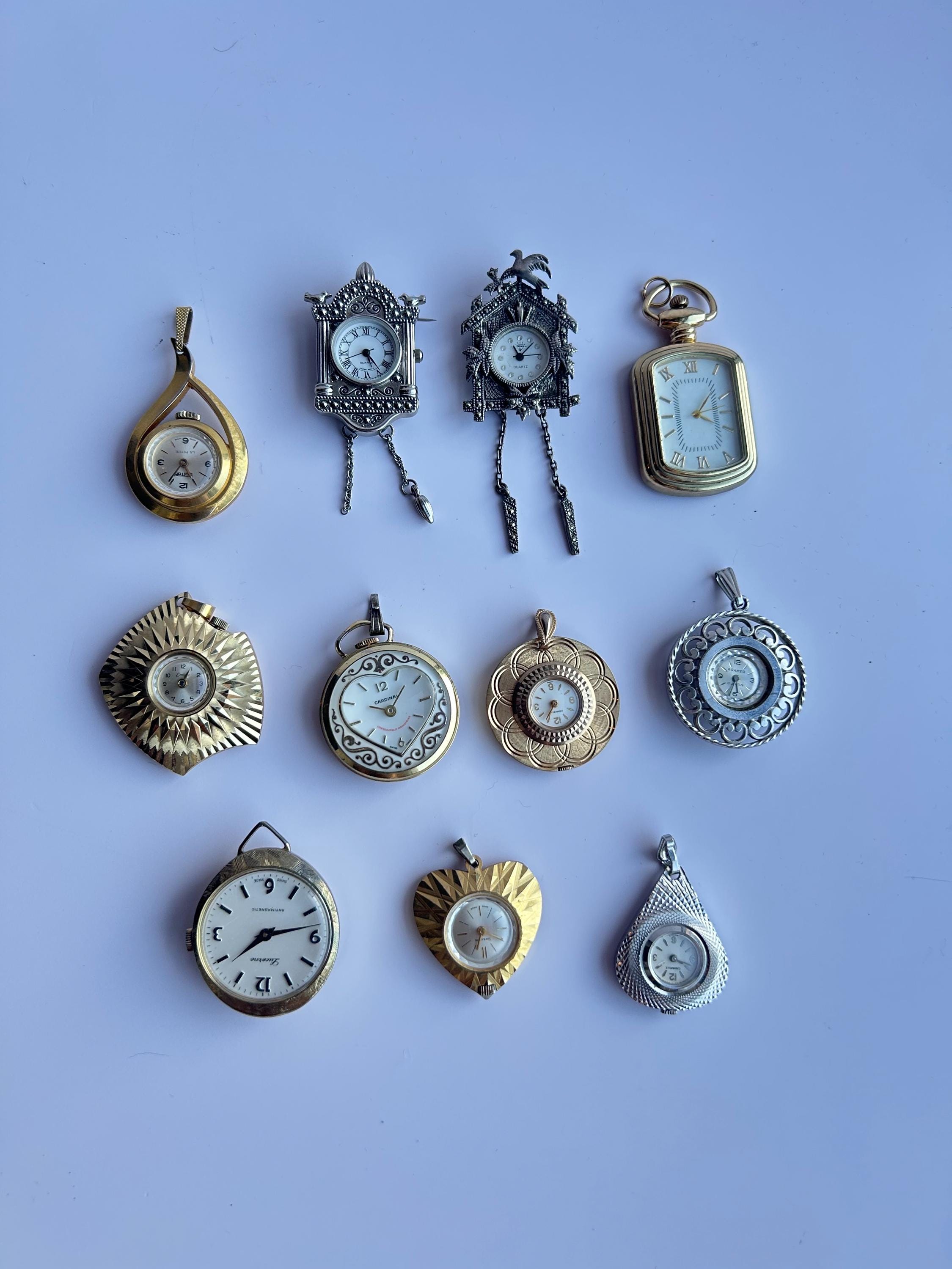 Pendentif Montre Vintage Rétro - Lot De 2 Chaînes Avec Cadran Romain - Petit Modèle Pour Femme - Style Antiquité Romaine - 7