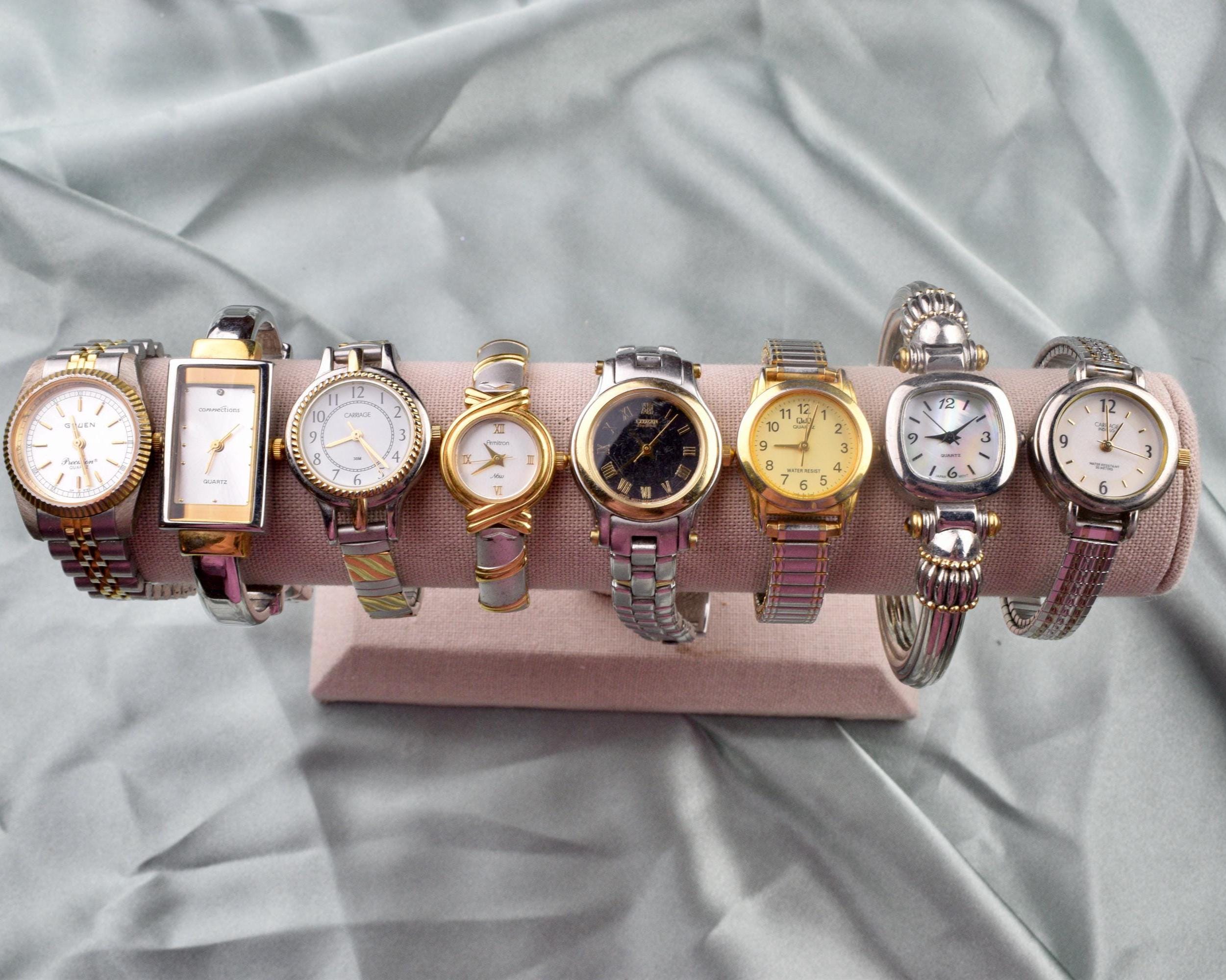 Anne Klein Womens White Dial Goldtone‎ Leather Strap 10 9182 Rhinestones Y2K 90s Anne Klein Ii Watch - Etsy main image 4