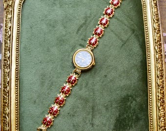 Vintage Jenni B womens Lady Bug gold watch