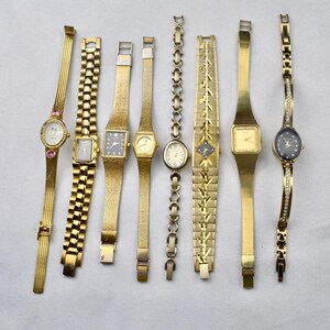Lot of 6 womens vintage hard band watches Vintage Set of 6 Ladies Wrist Watches Leather Bands UNTESTED  main image 4
