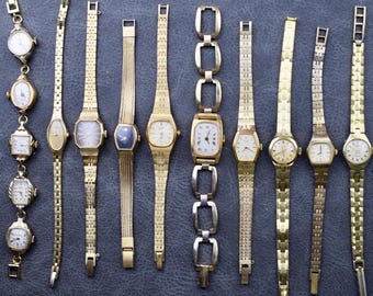 Vintage Gold Women's Watch, Retro Quartz Wristwatch Time Pieces (Pick One)