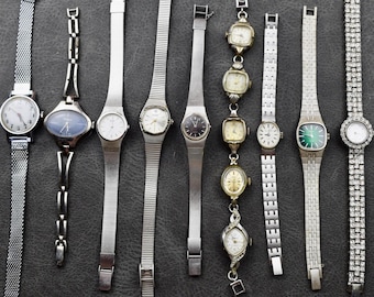 Vintage Silver Watch for Women, Wristwatch, Feminine Quartz Watch, Anniversary Gift for Her