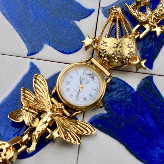 Vintage Gold Kirks Folly Flightime Watch, Working Quartz Charm