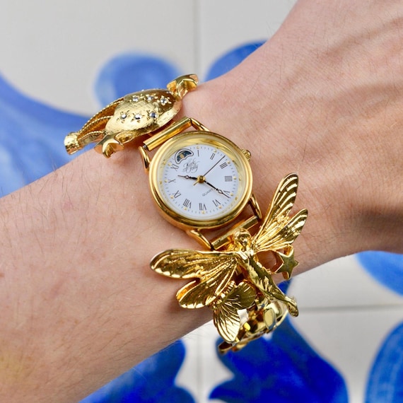 Vintage Gold Kirks Folly Flightime Watch, Working Quartz Charm