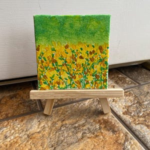 wildflower meadow miniature canvas painting with easel