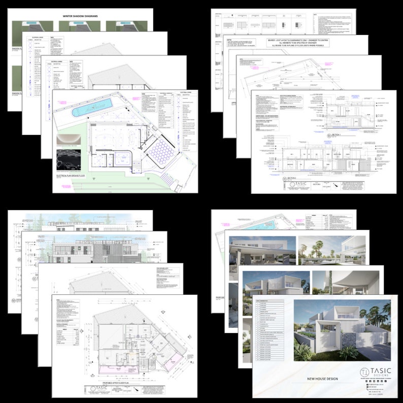 Contemporary Custom House Design Full Set of Construction Plans and ...
