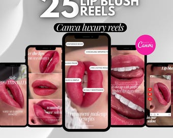 Lip Blush reels, lip blush video  | PMU Artist video reels | Permanent Makeup reel, lip blush reels, lip blush canva template