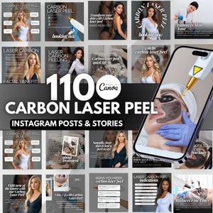 110 Carbon Laser Peel Instagram Templates, Laser Skin Resurfacing Instagram Templates, Esthetician Template, Carbon Laser Facial Canva