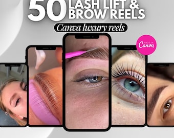 50 Lash Lift & Brow Lift instagram reels | Lash Lift Video Reels | Brow Lamination Reels | Lash Tech Marketing, brows video instagram