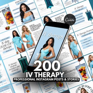 IV Therapy Instagram Templates, Iv Vitamin, IV social media posts,  Iv Hydration Instagram, IV Therapy Marketing canva template