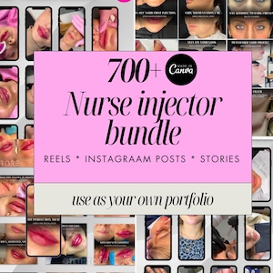 Botox and Filler Instagram bundle, lip filler reelsMedspa Template, Skincare Social Media Post,  lip injection reels canva template