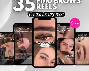 35 PMU Brows Reels Videos | permanent makeup Video Reels For microblaiding , brow tattoo video reels | Powder brows Instagram Templates