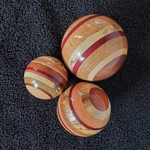 Wooden Sphere Ball Marble Laminated Random Wood Species (3 sizes)