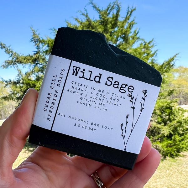 wild Sage Bar Soap | Cold Process Soap | Activated Charcoal | Natural Soap