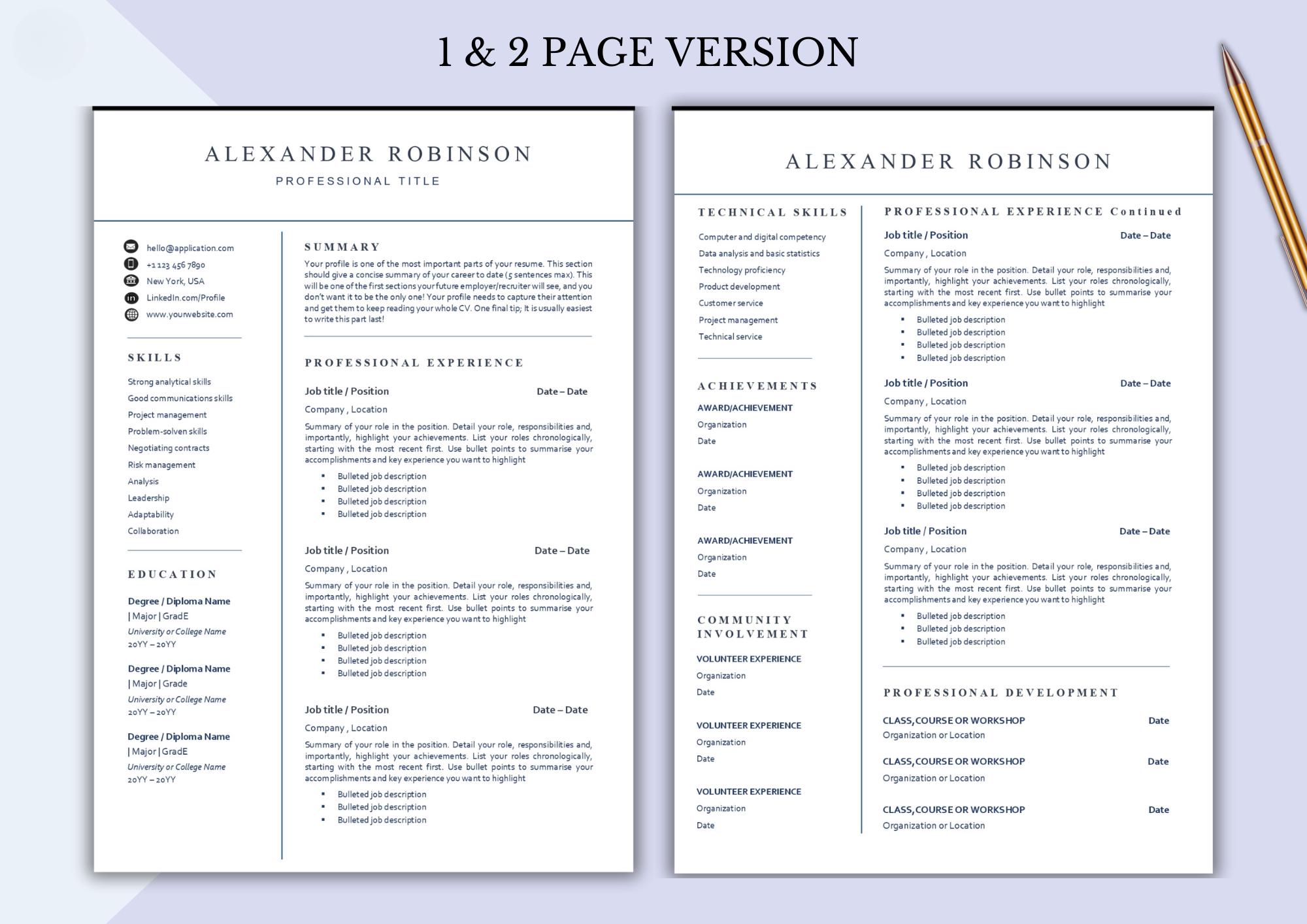 Minimalist Resume Template for Microsoft Word With Cover Letter and ...