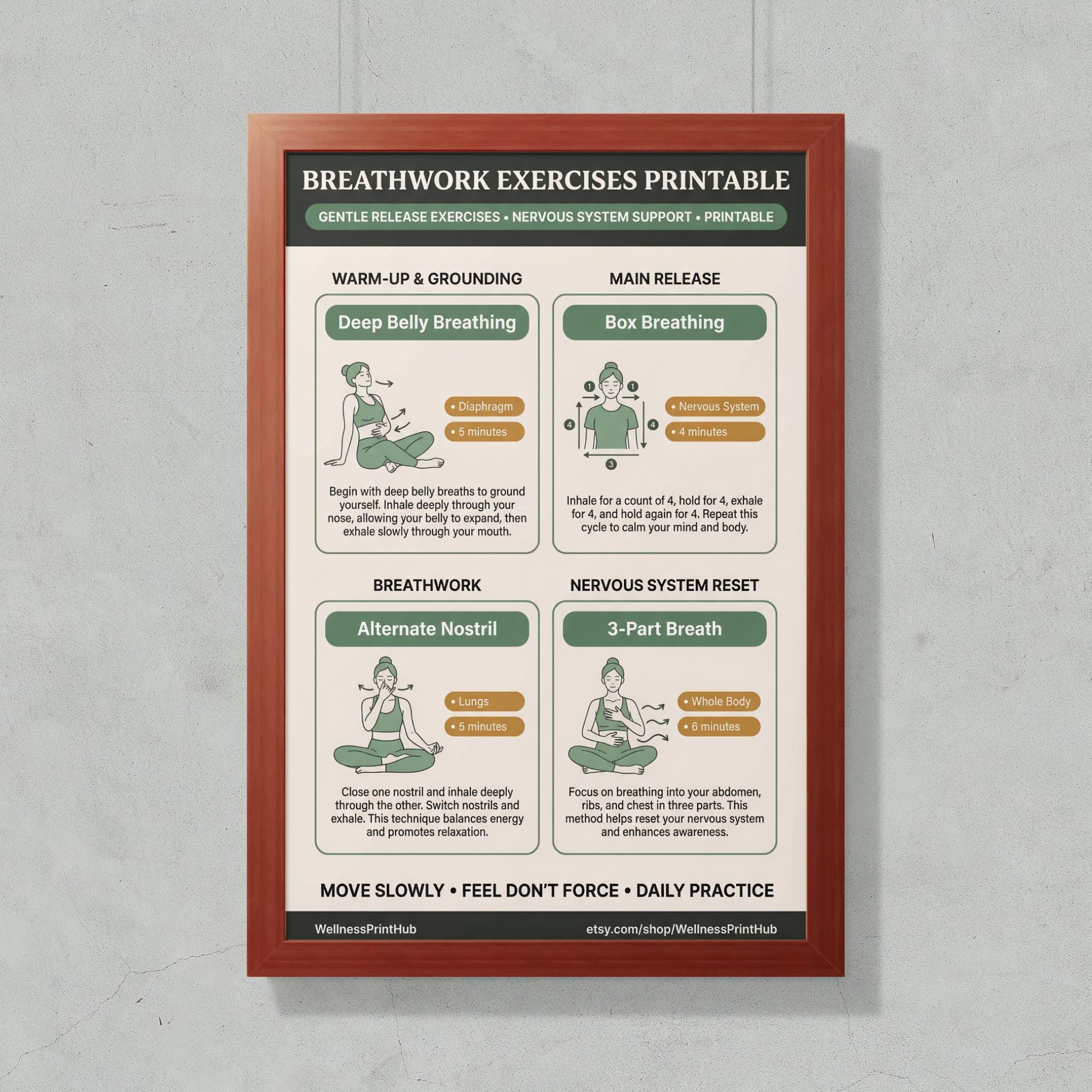 Breathwork Exercises Printable (digital Download) - Etsy