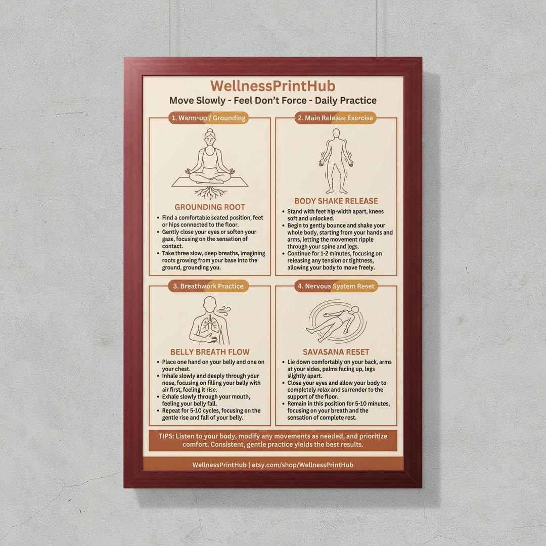 Somatic Nervous System Reset Poster, Gentle Grounding, Body Shake ...