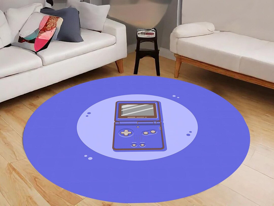 Blue Round Gaming Rug: Game Handle Print, Trendy Room Decor - Etsy