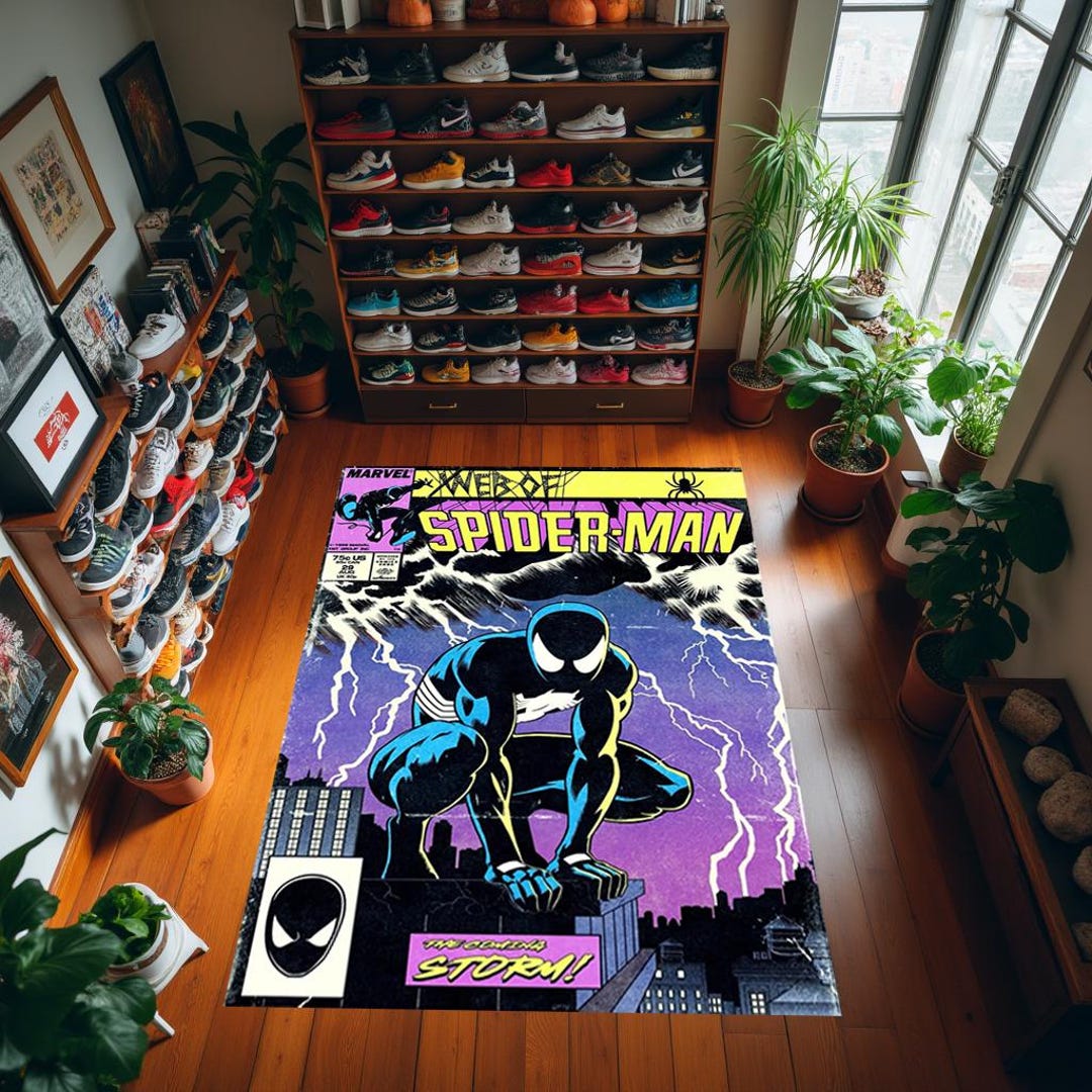 Spider-man Rug, Comic Book Style Carpet, Marvel Superhero Decor, Venom ...