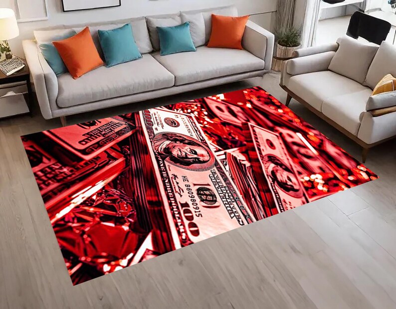 100 Dollar Bill Rug: Minimalist Money Design, Teens Room Decor - Etsy