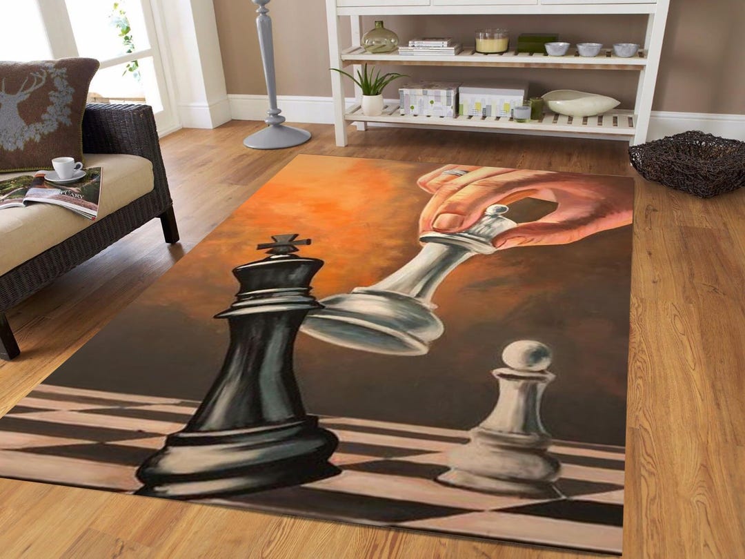 Chess Rug Red Chess Game Rug, Modern Decor, Teens Room Rug - Etsy