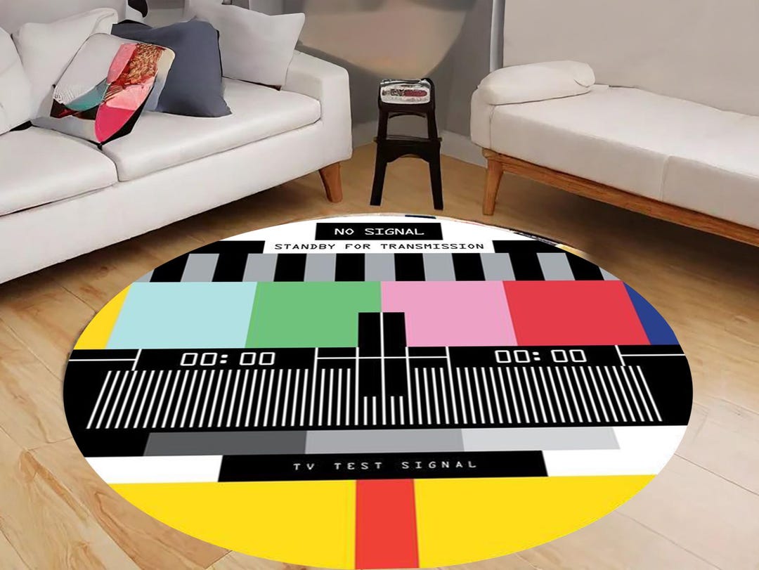 TV Test Pattern Rug: Retro Television Decor, Gamer Room Accent - Etsy