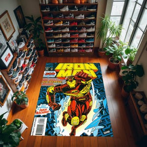 Iron Man, Comic Book Printed, Superhero, Cartoon, Area Rug, Youth Room ...