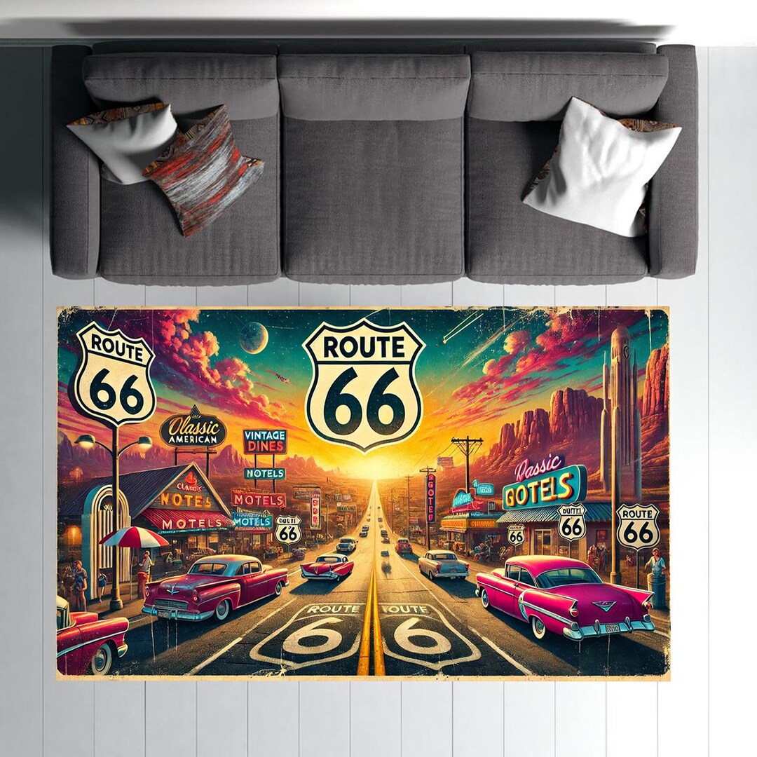 Iconic Cars Rug Classic Car Rug,vintage Decor,retro Rug,vintage Rug,modern Home Decor ...