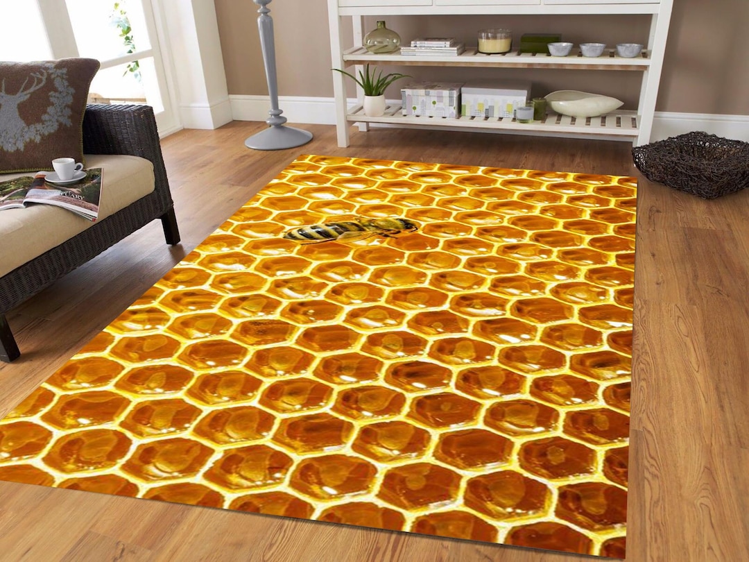 Bee Design Rug Honeycomb Rug, Geometric Bee Rug, Modern Design - Etsy