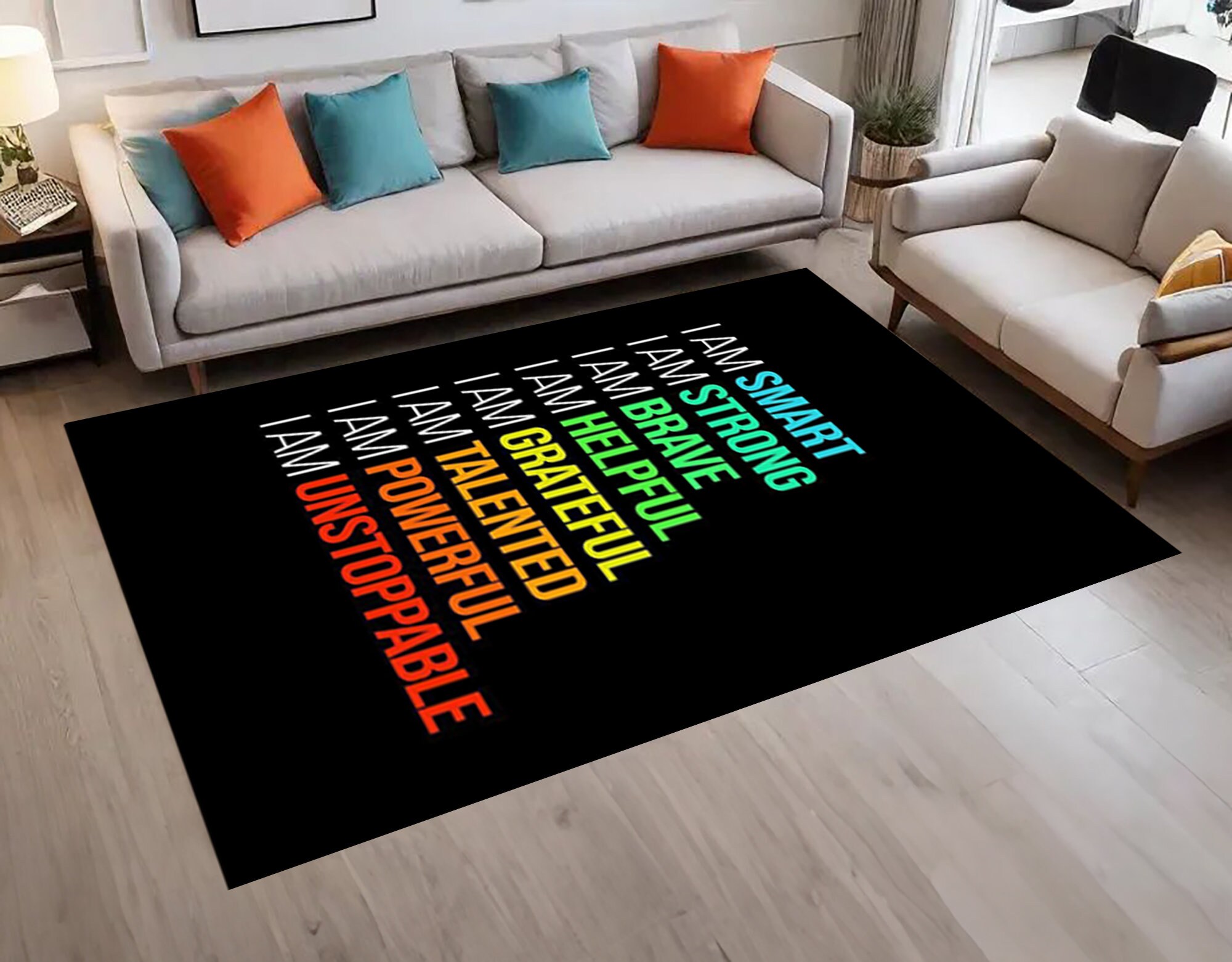 Motivational Rug, Positive Affirmations, Modern Gym Decor - Etsy