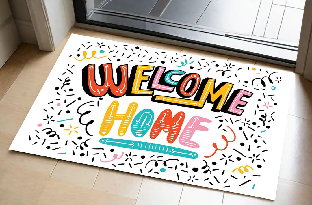 Welcome Homos Rug Welcome Home Doormat, Colorful Entry Rug, Modern Design - Etsy