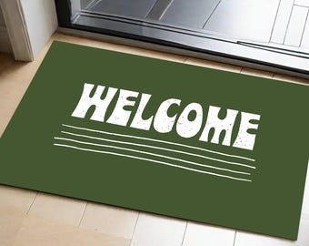 Green Welcome Doormat, Modern Outdoor Decor
