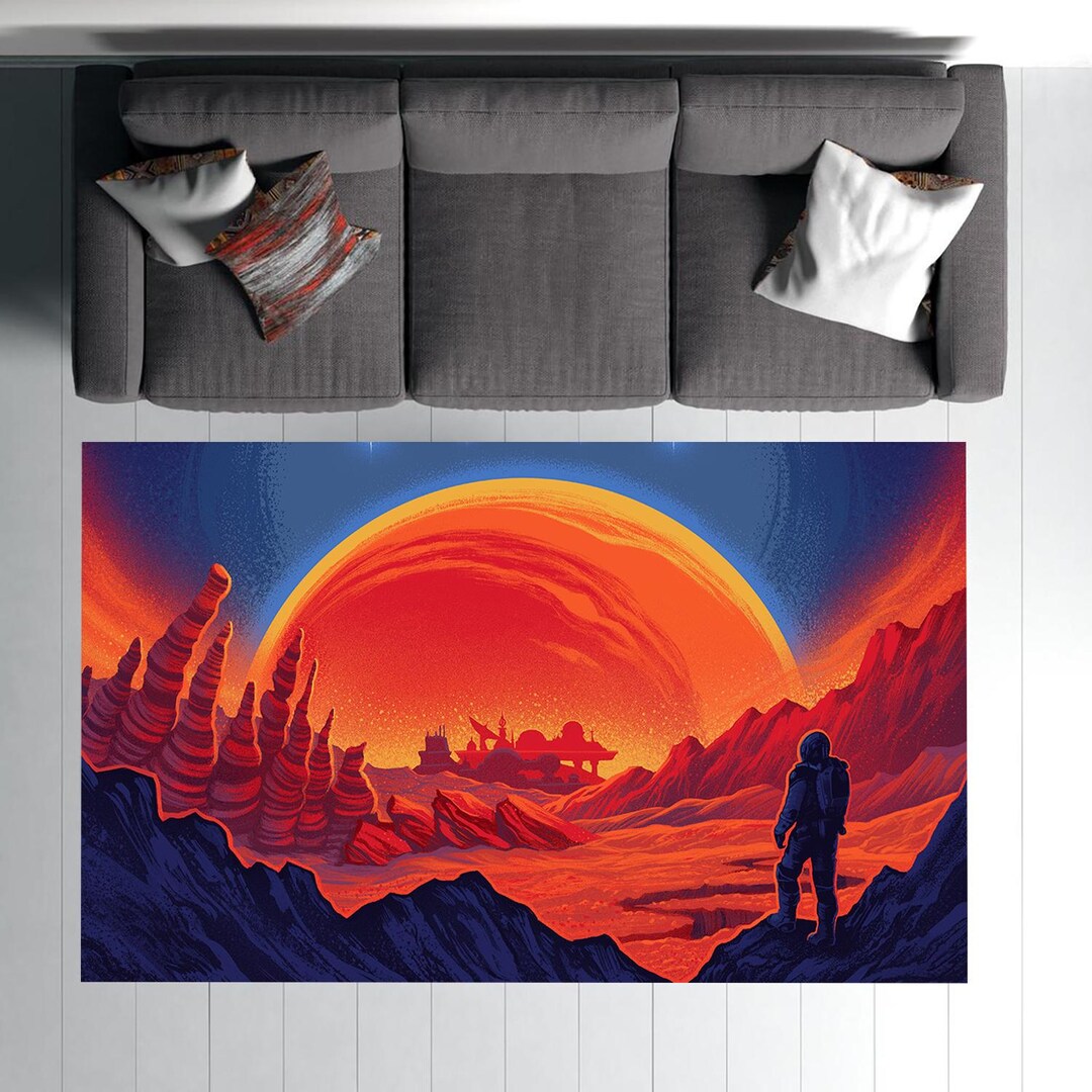 Astronaut Mars Rug: Space Galaxy Design, Living Room Decor - Etsy