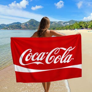 Coca Cola Towel, Retro Coke Towel, Soft Drink Towel, Logo