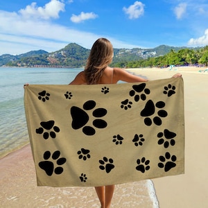 Paw Towel,Dog Towel,Cat Towel,Beach Towel,Vintage Beach Towel,Summer Towel,Pool Towel,Towel Set,Personalizable Gift,Birthday Gift,Towel