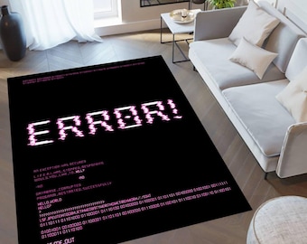 Glitch Error Rug: Pixel Art Gamer Room Decor