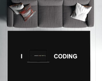I Love Coding Rug, Programmer Area Rug, Developer Desk Mat, Computer Science Floor Mat, Modern Gaming Setup Carpet, Software Engineer Gift