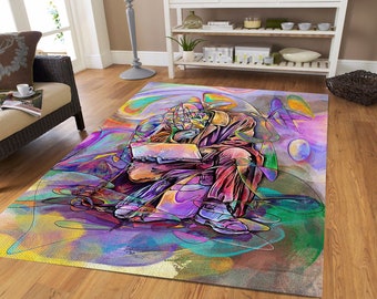 Psychedelic Abstract Area Rug, Surreal Modern Art Floor Mat, Colorful Abstract Living Room Rug, Trippy Aesthetic Decor, Unique Gamer Gift