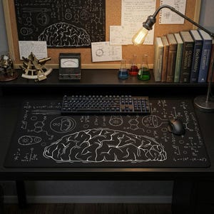 Science and Math Mouse Pad, Engineering Student Gift, Physics Teacher Desk Mat, Brain Formula Art, Chemistry Lab Decor, Geeky Tech Mousepad