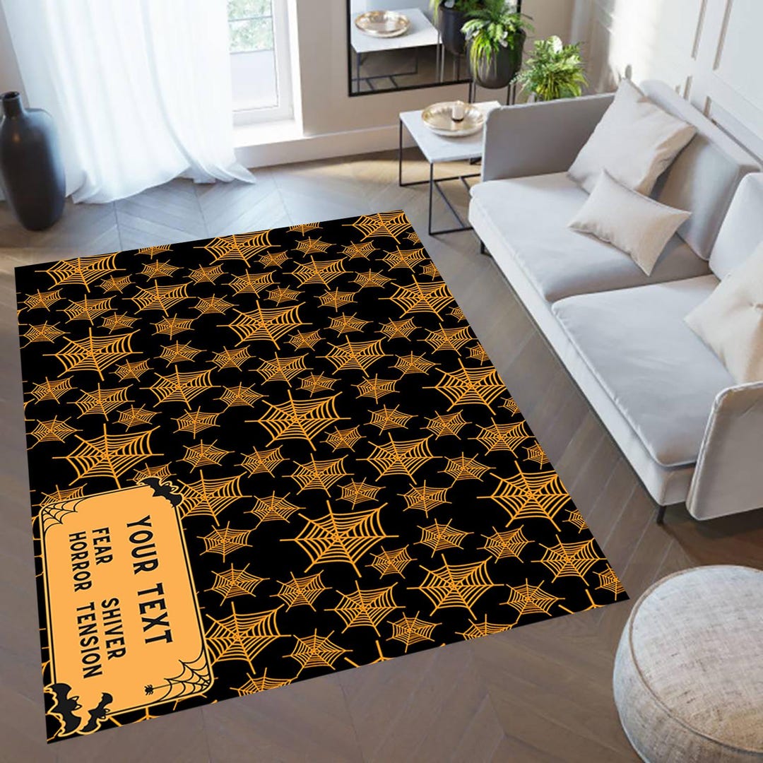 Personalized Halloween Spiderweb Rug, Custom Party Decor - Etsy